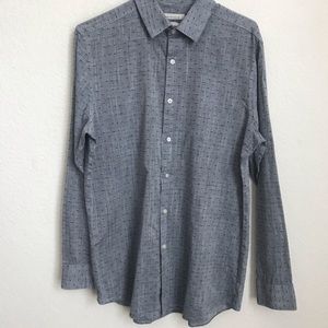 Perry Ellis Grey Casual Long Sleeve Sz L Slim Fit